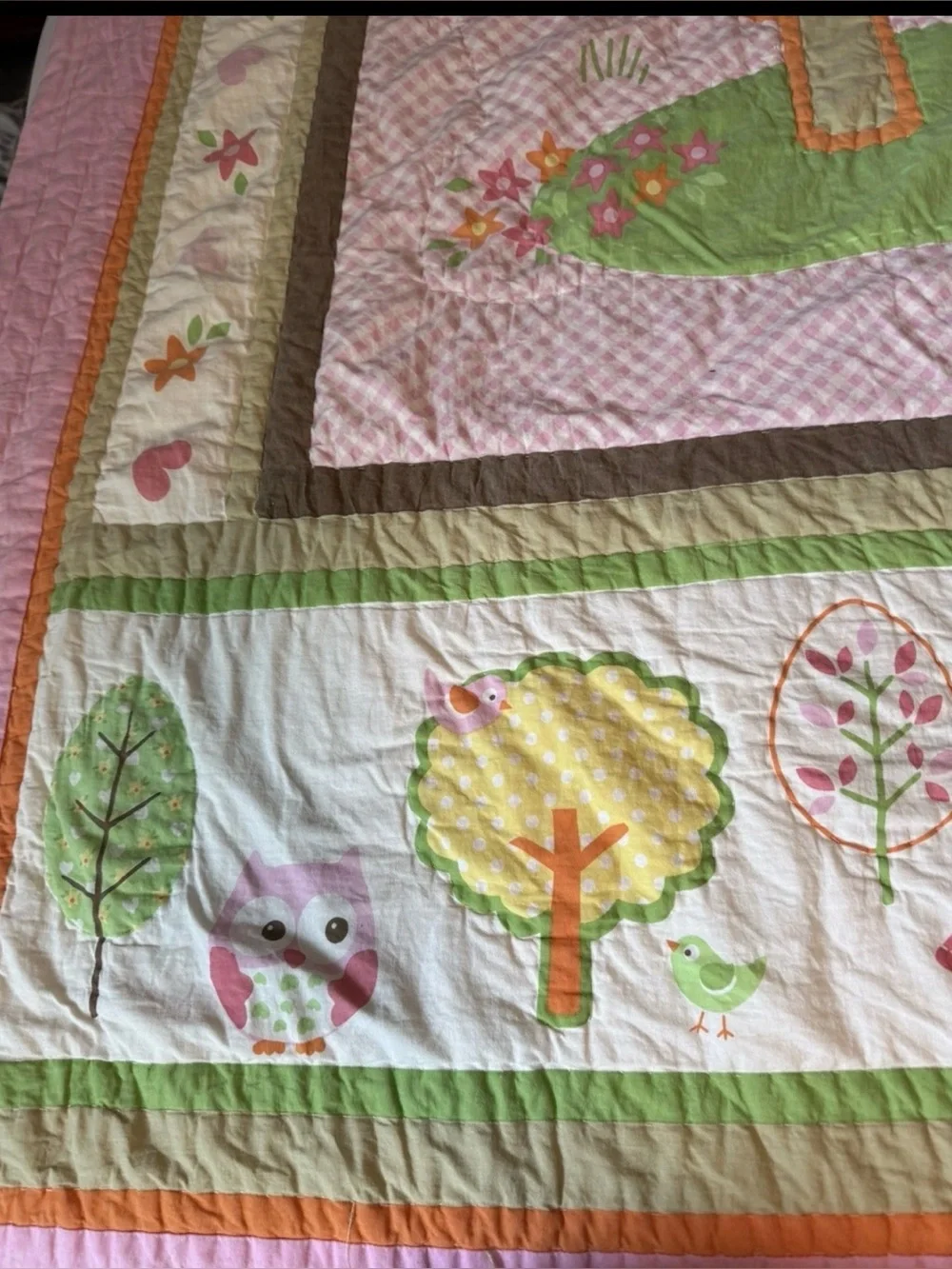 Circo Love N’ Nature Forest Friends Twin Size Quilt Pink Green Mushrooms Owl Y2K